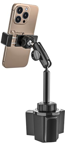 woleyi Getränkehalter Auto Handyhalterung Metall - Stabil Langlebig Robust | LKW KFZ Becherhalter Handy Cupholder Autohalterung mit Aluminiumarm für alle Handys, iPhone 17 16 15 Pro Max, Galaxy S26
