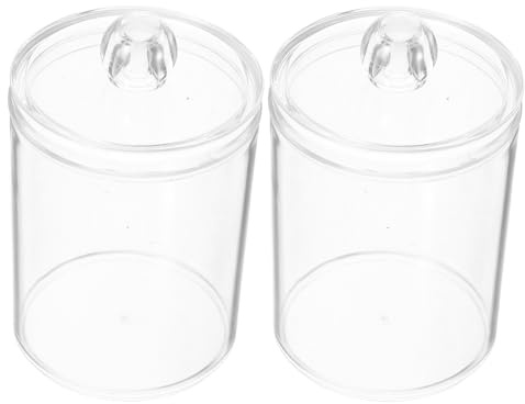 Veemoon Set 2 Barattoli in Acrilico Trasparente Coperchio Porta Dischetti di Cotone e Cotton Fioc Compatti Organizer e Contenitori per Bagno Accessori Salvaspazio per Mobiletto e