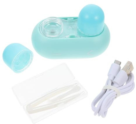 TOPPERFUN Automatischer Elektrischer Kontaktlinsenreiniger Tragbare Reinigung Maschine für Zuhause und Unterwegs Langlebig Praktisch Schonend mit Niedlichem Design in Wasserblau