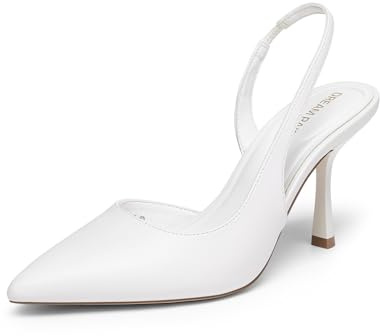 DREAM PAIRS Scarpe Eleganti da Donna con Tacco a Spillo Alto, Punta Chiusa e Slingback, Orsay, Comode, da Sposa, Festa, Lavoro,Size 37,Bianco,SDPU26011W