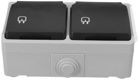 Ciieeo Presa Elettrica a Muro Europea a Doppia Connessione Ip44 con Coperchio per Esterni e Interni, Doppia Presa a Muro per Villa con Protezione e Installazione da Incasso Semplice