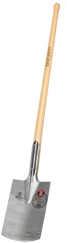 IDEAL-Spaten Gärtner Form | für mittelfeste, leicht steinige Böden | feinpolierter Doppelfederspaten, selbstschärfend, ohne Tritt, Eschen-Knopfstiel 100 cm