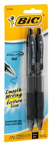BIC RLCP21-BLK Velocity Gelschreiber, einziehbar, 2 Stück