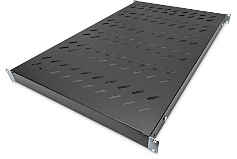 DIGITUS Professional DN-97649 - Fachboden mit Variabler Tiefe zum Festeinbau in 19 Schränke - Traglast 50 Kg - ab 1000 mm Schranktiefe - 1HE - Farbe schwarz
