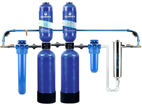 Aquasana Whole House Water Filter System | 1,000,000 Gallons | Salt-Free Softener Alternative | UV, Carbon & KDF | Tackles up to 99.99% Chlorine, Bacteria, Viruses, Cysts & Scale | EQ-1000-AST-UV