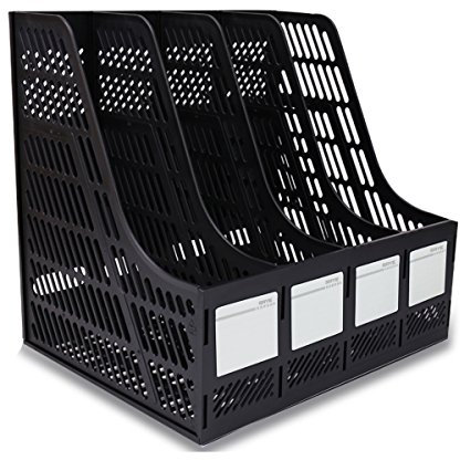 SAYEEC Stehsammler A4 Kunststoff, Aktenhalter Vertikale Büro Ordner Zeitschriftensammler Schreibtisch-Organizer für Schule, Büro, Papier Aufbewahrung Schwarz