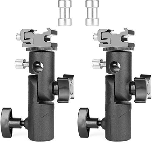 Blitzneiger Schirmhalter Aluminium Blitzschuh ChromLives 2 Stücke Blitzlichtständer mit Blitzschuhe 1/4 3/8 Spigot Blitzneiger für Lampenstativ Blitzgeräte Reflexschirme Durchlichtschirme