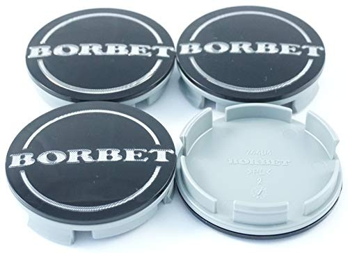 4X Borbet Nabendeckel 55mm - 56mm 74404 Felgendeckel Nabenkappe Schwarz