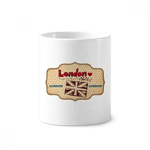 DIYthinker UK London Union Jack Stamp Ceramic Toothbrush Pen Holder Mug White Cup 350ml Gift 9.6cm high x 8.2cm Diameter