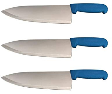 Cozzini Cutlery Imports Set of 3-10” Chef Knives Cook French Stainless Steel (Blue)