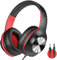 iClever HS18 Over Ear Headphones with Microphone - Lightweight Stereo Headphones, Adjustable Foldable Wired Headphone with 3.5mm Jack for Online Class/Meeting/PC/Phone/Computer