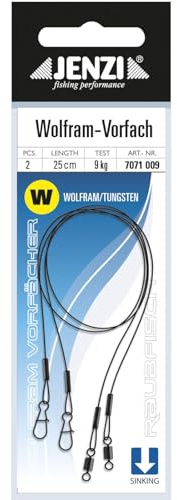 Jenzi Tungsten-Vorfächer Leader mit Karbiner und Wirbel 25cm 2Stk