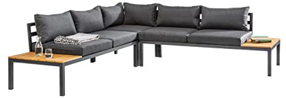 Sitzgruppe MIAMI LOUNGE - 240cm - grau - Aluminium Outdoor-Lounge | Abnehmbarer Bezug, waschbare Bezüge, wetterfest, komfortable Rückenlehne, 200kg Belastbarkeit, Outdoor-Möbel