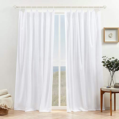 Exclusive Home Bari Light Filtering Spiral Loop Tab Top Curtain Panels, 54x96, White, Set of 2