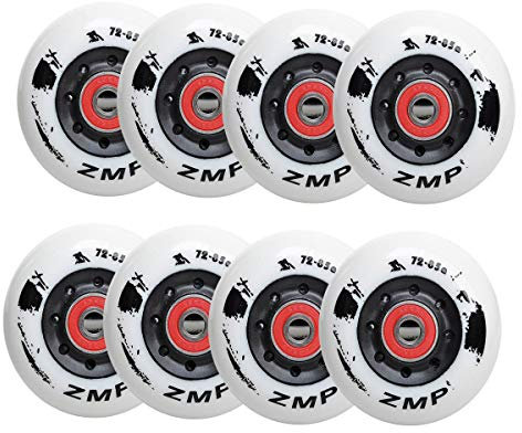 SSCYHT 8er Pack Inline Skate Wheels 85A für Asphalt Inline Skating oder Outdoor/Indoor Roller Hockey, Ersatz Skate Wheels, mit Lagern für Mädchen & Jungen,Weiß,80mm