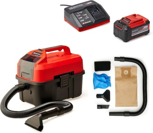 Einhell Akku-Nass-Trockensauger TE-VC 18/10 Li-Solo Power X-Change (10 Liter Tank, inkl. 2 m-Schlauch, Fugen-/Bürstendüse + Polster-/Universaldüse, inkl. 5.2 Ah Akku)