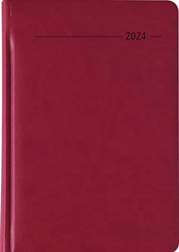 Buchkalender Tucson rot 2024 - mit Registerschnitt - Büro-Kalender A5 - 1 Tag 1 Seite - 416 Seiten - Tucson-Einband - Alpha Edition