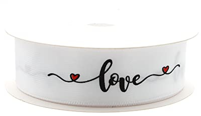 OMISS Satinband weiß Love – Band zum Ausdrücken seiner Liebe – Breite: 19 mm