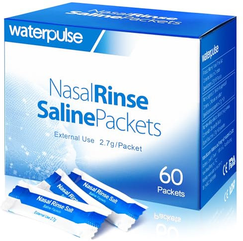 Waterpulse Nasal Rinse Salt Packets for Sinusitis, Allergies and Cold Relief - 60 Individually Wrapped Packets