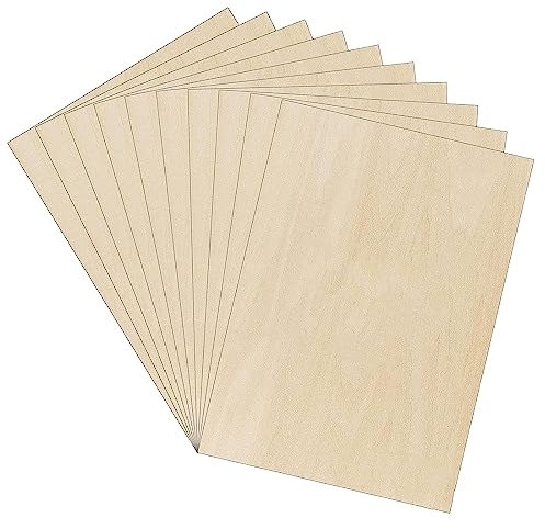 liovitor 10 Stück Sperrholzplatten Laubsäge Holz für DIY Holzbearbeitung, Verarbeitung, Modellbau 400 x 300 x 2 mm