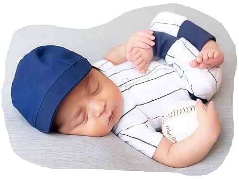 KLEYAO Newborn Photography Props/Ball cosplay knitted baby photography costume for Girls and Boys (0-6 Months) (baseball-blue)