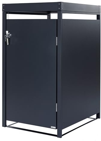 Zelsius Mülltonnenbox 1er mit Pflanzdach für 1 Mülltonne | (B) 68 x (T) 80 x (H) 124 cm | Anthrazit RAL 7016, mit Erweiterungsmöglichkeit | Mülltonnenverkleidung für 1 | Sichtschutz für Tonnen