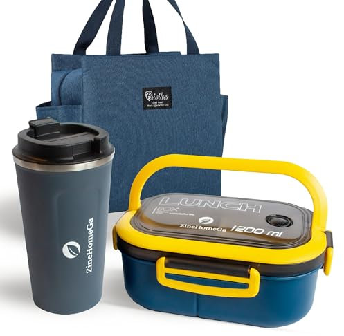 Boite lunch box adulte micro ondable et Mug - Boite repas travail - Kit repas complet Idéal Bureau, Ecole, Pique-nique - Gamelle repas travail, Bento lunch box - Sac Isotherme, lunchbox micro onde