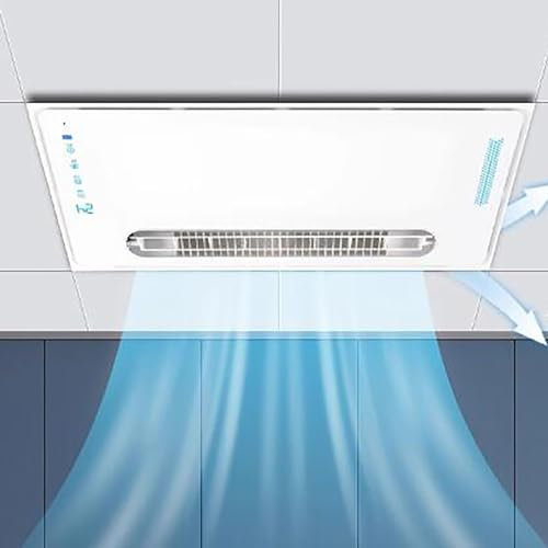 HAILM Campana Extractora Extractor Baño Rectangular con Mando A Distancia Y Luz Ventilador De Techo Moderno con Altavoz Bluetooth Iluminación Ambiental Y Pantalla De Temperatura