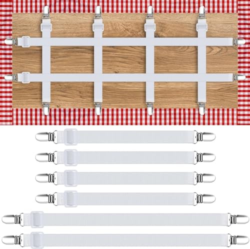 SYOZPXY 6 Pack Hidden Strap Tablecloth Clips for Outdoor Elasticity Picnic, Table Covers Holder Suitable for Indoor and Outdoor Thick Tables Party Restaurant Camping