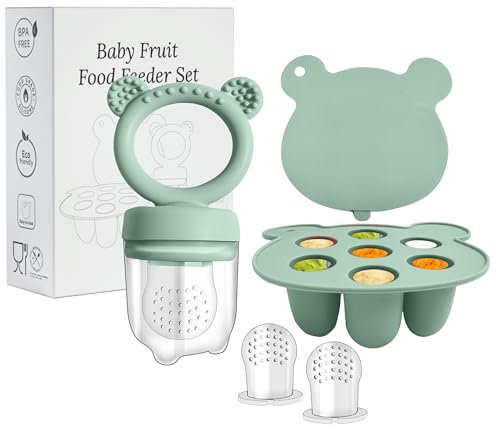 Fruchtsauger Baby ab 4 Monate, BPA frei Silikone Babynahrung Aufbewahrung Beißring Baby kühlend Zahnungshilfe Silicone Feeder for Safe Infant Self Feeding, 4 Month+