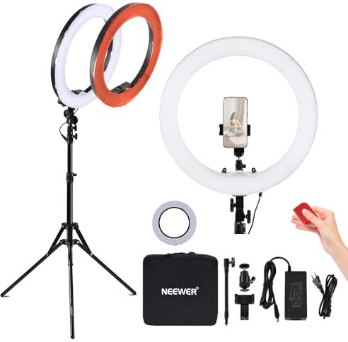 NEEWER Ring Light Professionnel avec Trépied et Diffuseur : 45cm 55W 5600K Réglable LED Anneau Lumineux, Anneau Lumineux pour Appareil Photo Professionnel
