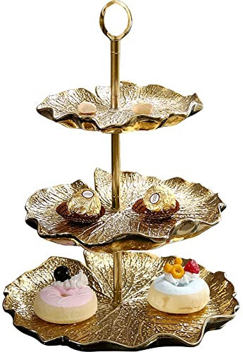 OQHAIR Bol à Fruits Plateau de Rangement en céramique à 2 Couches, Dessert doré, Assiette de collation de Fruits, Assiette d'affichage de Bijoux, Organisateur de cosmétiques, Plateau de d