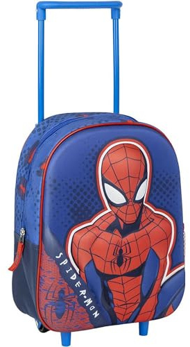 Spiderman barnryggsäck - blå färg - 25 x 31 x 10 cm - tillverkad av polyester och EVA - dragkedja - originalprodukt designad i Spanien, Blå, S