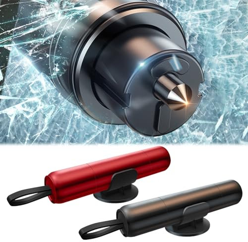 2 Stück Gurtschneider Notfallhammer, Notfallhammer Auto mit Gurtschneider, Auto Sicherheitshammer, Kompakter Tragbarer Nothammer Auto, Notfallhammer fürs Auto und Bus
