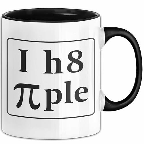 I H8 Piple I Hate People Ich Hasse Menschen Nerd Tasse Geschenk Physiker Mathematiker (Schwarz)