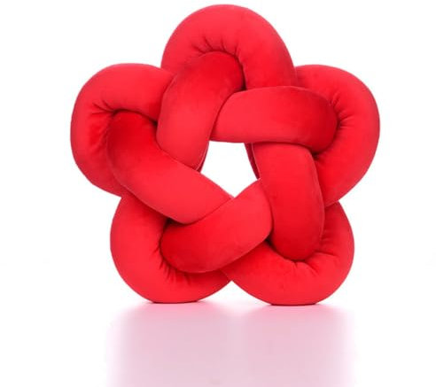 champracer Knotenkissen, geflochtenes Seitenschläferkissen, Sternen Knoten Kopfkissen Geknotetes Dekoratives Kissen, Dekoratives Kissen für Sofa, Bett, Dekorativ, Knotenkissen (Großes Rot)
