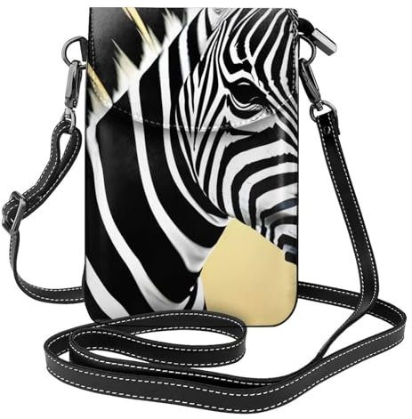 yefan Damen-Crossbody-Tasche mit Reißverschluss, niedliche Geldbörse, Schultertasche, abnehmbarer Schultergurt, Zebramuster, Schwarz und Weiß, Schwarz , Einheitsgröße