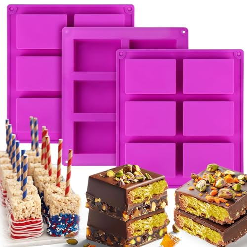 3 Stücke Schokoladenform Silikon für 6 Blöcke Schokolade Schokoladenform Tief,Dunkelgrün Pralinenform Schokoladenfor Silikon Tief für Cupcakes Kuchen Pudding Eiswürfel und Gelee Schokolade(B)