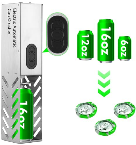 YUCHENGTECH Trituradora Eléctrica de Latas para Latas de 12oz~16 oz Trituradora de Latas de Aluminio Trituradora de Latas y Botellas de Plastico para Soda, Cola, Latas de Cerveza y Botellas
