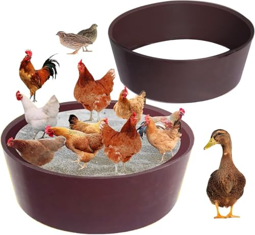Hühnerstaubbad Sandbadewannen,PE Hühnerstall-Reinigungsbehälter | bodenlose Konstruktion, Sandbad für Hühner,Behälter für Hühnerstall-Kalk, Essential Chicken(brown)