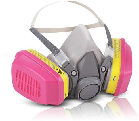 LAMANICE Maschera respiratoria con filtri 60923, protezione viso per lucidatura a macchina, chimica, levigatura, resina epossidica, taglio, verniciatura, polvere, gas, spruzzatura