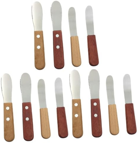 Cabilock 12pièces Coffret De Couteaux à Beurre Inoxydable Avec Manche Bois Outils Multifonctions Pour Tartiner Confiture Et Fromage Pour Cuisine Et Restaurant
