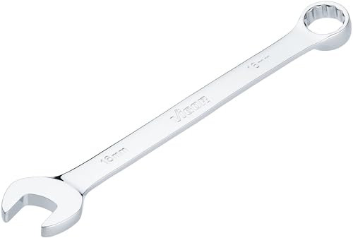 VIGOR Ring-Maulschlüssel V7740-16, SW 16 mm, lange Ausführung, 15 Grad gekröpft, Außen Sechskant und Doppelsechskant Profil, verchromt und poliert