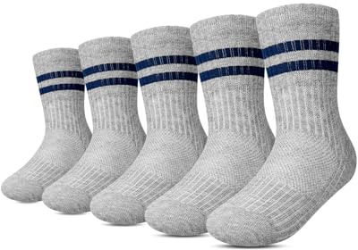 Kyopp 5 par sneakers strumpor pojkar och flickor sportstrumpor barn ankelstrumpor andas crew strumpor, GRÅ, 38-42