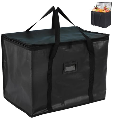 FYKZQWDS Food Delivery Bag, 10L Insulated Thermal Bag for Hot and Cold Food, Reusable, Grocery Shopping Bags, Picnic Bag, Ideal for Catering, Grocery Transport Food Delivery(Black)