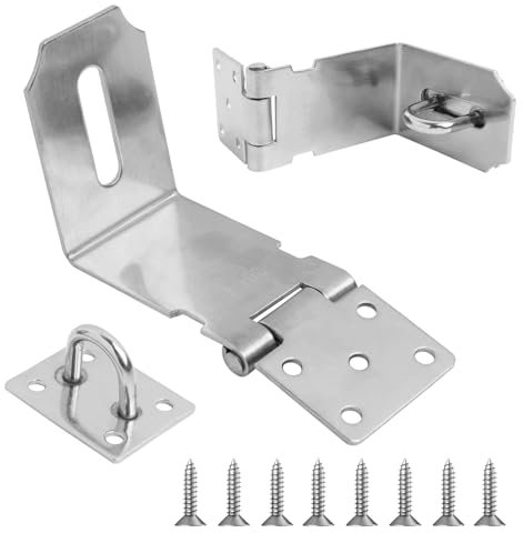 Aldaba para Candados para Puerta Portacandados de Acero Inoxidable de 5 Pulgadas, Aldaba para Puertas y Armarios con Tornillos, Resistente a la Corrosión y al Óxido, Ideal para Seguridad en el Hogar