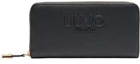 Liu Jo Geldbörse Caliwen XL Zip Around mit geprägtem Logo AA5155 E0087 schwarz, Schwarz , 19 X 10 X 2.5 Centimetri, Klassisch