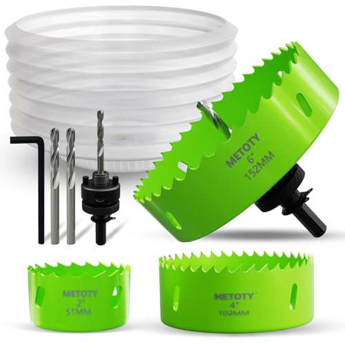 [8-in-1 Kit] Bi-Metal 2, 4, 6 Hole Saws + Drill Bits & Accessories – Complete Cutting Set for Wood, Thin Metal,PVC– Ideal for LED Lighting Installation