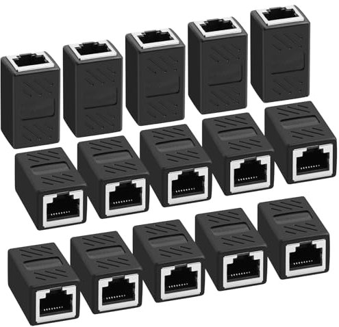 AXFEE RJ45 Coupler, 15Pcs RJ45-Couplers Female to Female, Cat6 Ethernet Cable Connector, LAN Network Connectors, Ethernet-Extender Adapter for Cat8/Cat7/Cat6/Cat5e/Cat5 (Black)