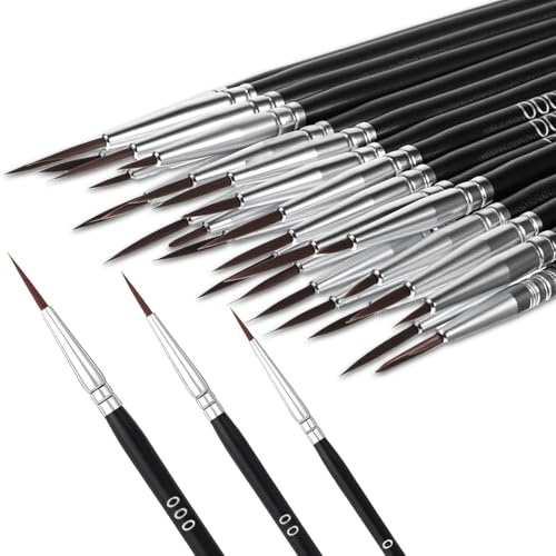 30 StüCk Feine Pinsel Set, 3 GrößEn Miniatur Modellbau Pinsel für Modellbau Acryl Aquarell Handwerk Kleine Hobbys und öLgemäLde